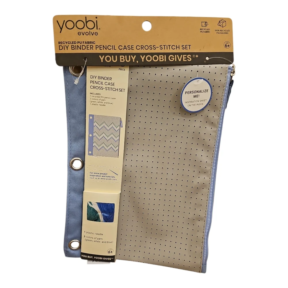 Yoobi Blue and Tan DIY Binder Pencil Case
